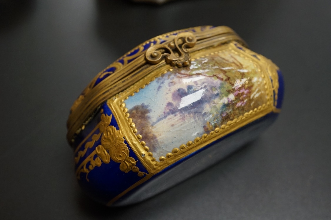A collection of Continental hand painted and enamelled patch boxes, largest 9cm wide